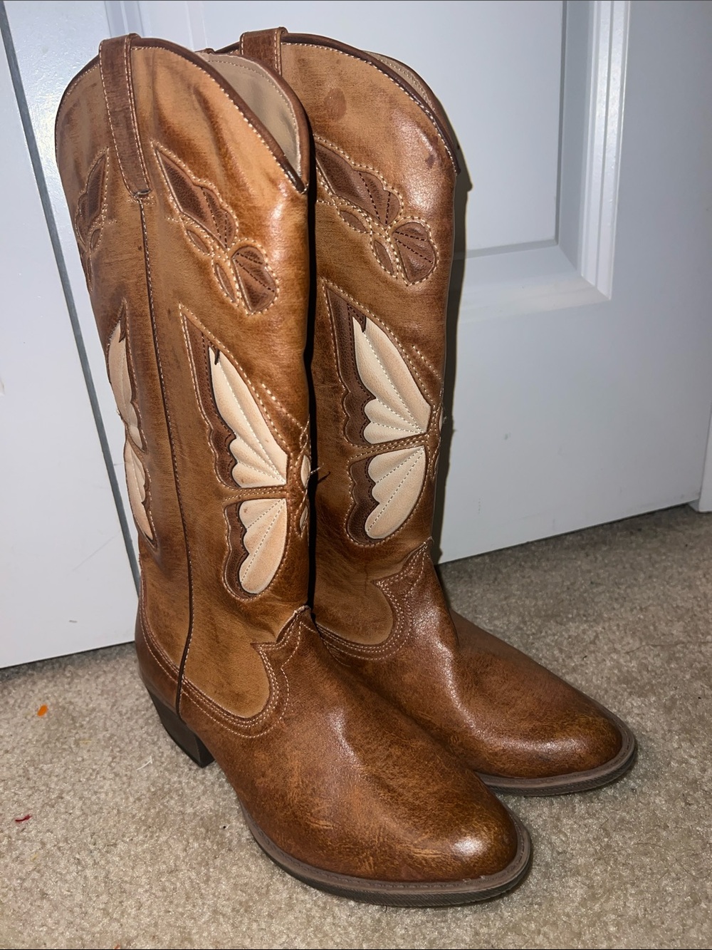 Coconuts by Matisse Tan and Beige Butterfly Western Boots